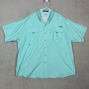 Columbia PFG‎ Bahama Short Sleeve Fishing Shirt Mens XXL Teal Vented